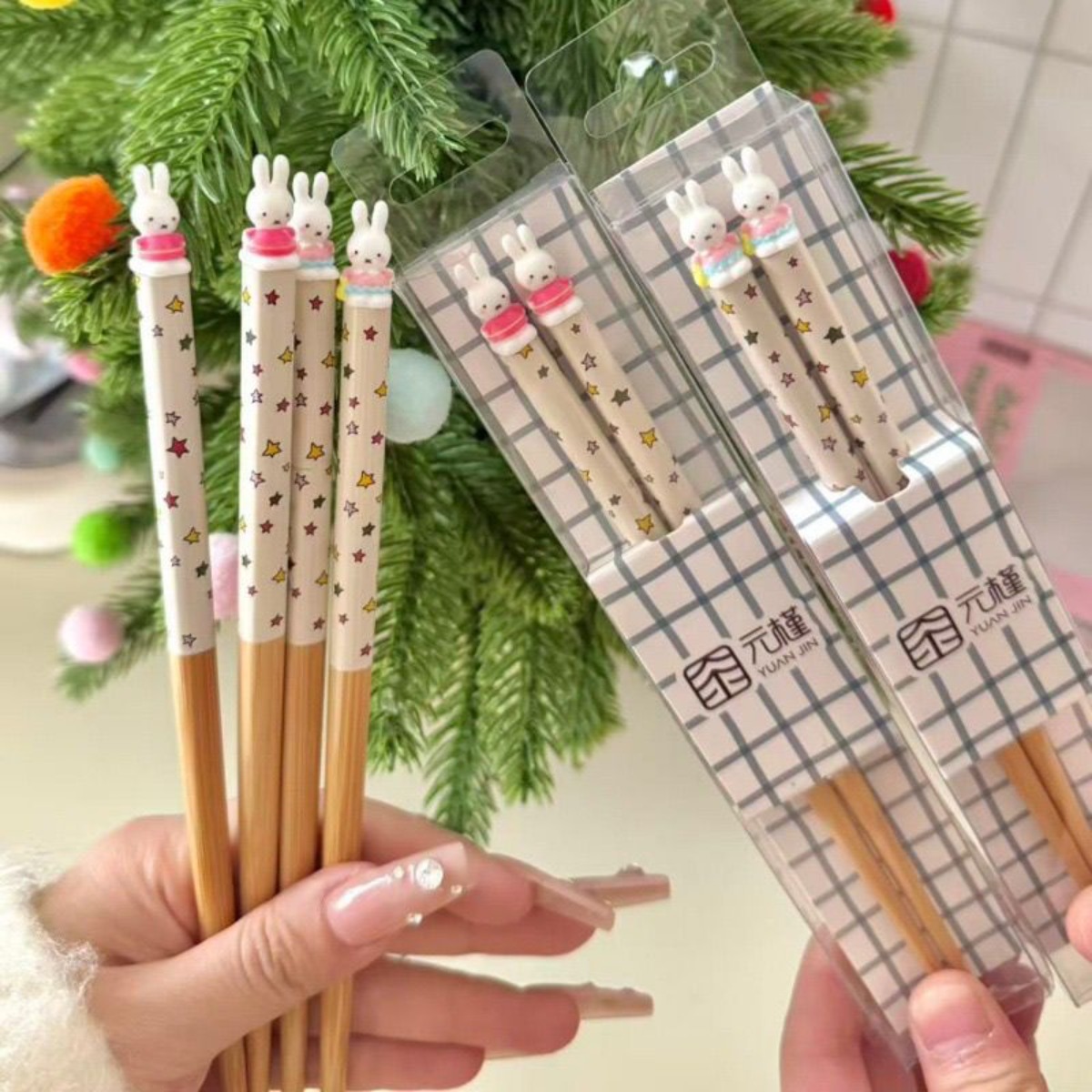 Woodworking Rabbet - Kawaii Miffy Rabbit Essstäbchen, niedlicher Cartoon,