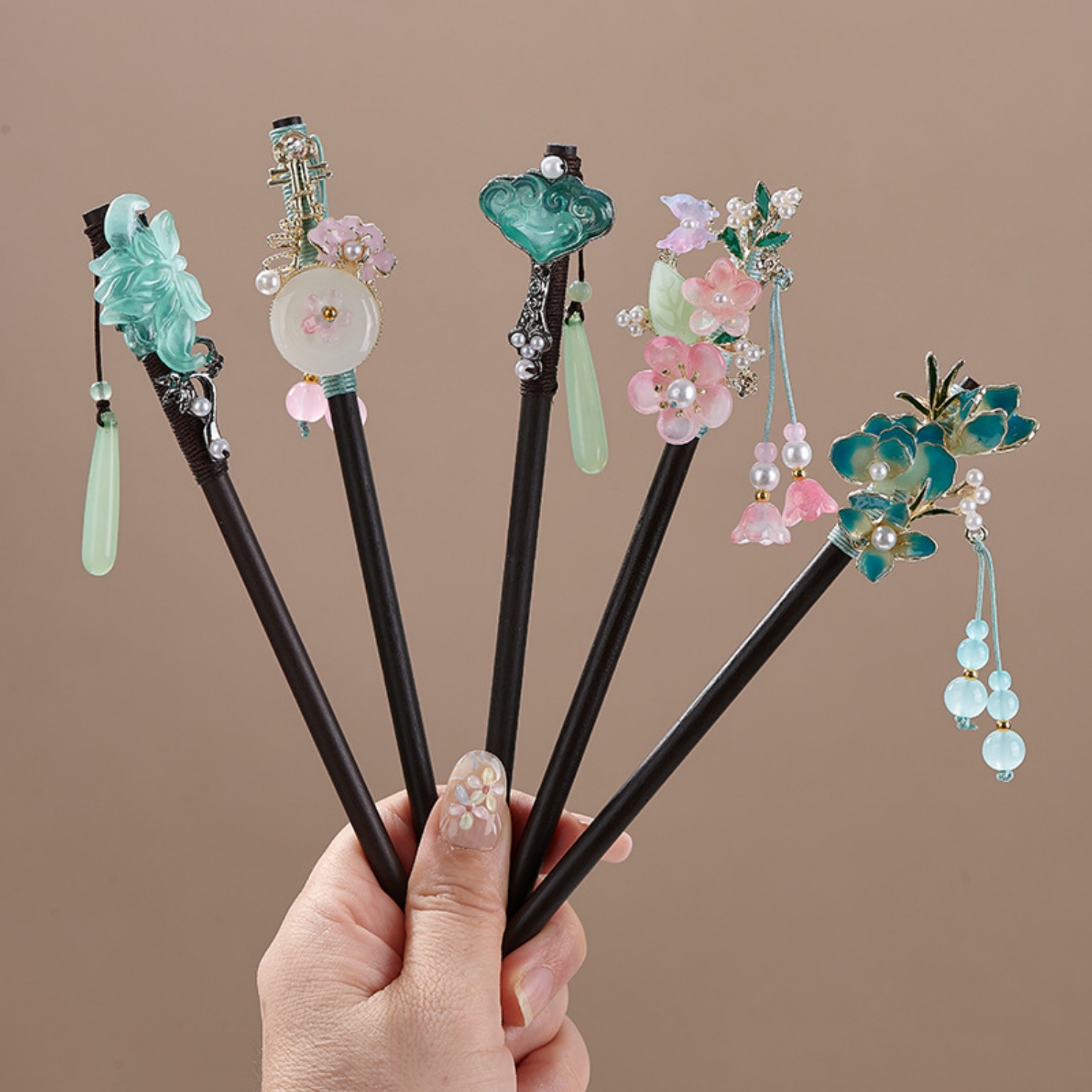 Woodworking Women - Vintage-Blumen-Haarnadel für Damen, eleganter Haarstab aus