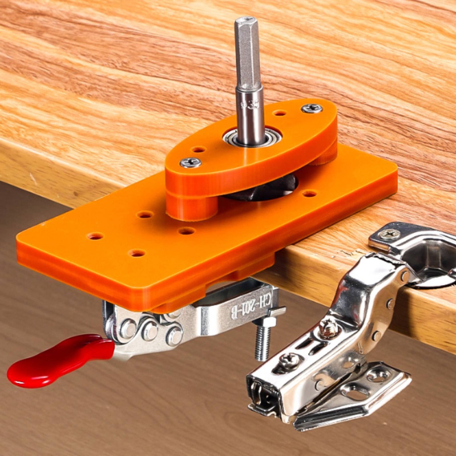 Woodworking Carpenter - 35mm Scharnier-Bohrlehre: Langlebige Türscharnier-Bohrlehre, Holzfräser, Bohrlochführung,